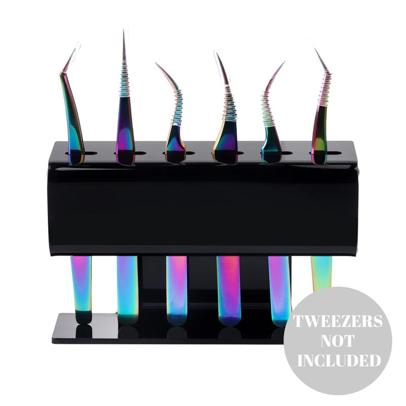 GEMERRY Lash Extension Supplies GEMERRY Tweezer Holder Tweezer Stand for Eyelash Extension Supplies Accessories Tools Acrylic Display Storage 6 Pcs Tweezers Shelf Holder (Black) - Image 3